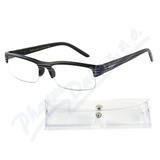 Brýle čtecí +2. 50 černé s pruhy a pouzdrem