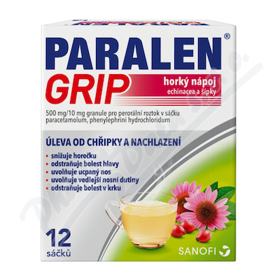 Paralen Grip Echi+šíp.500-10mg por.gra.sol.scc.12